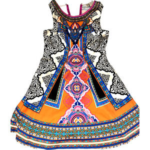 FLYING TOMATO SLEEVELESS SHORT DRESS FLARE ORANGE BLACK LARGE MEDIUM RUNS SMALL